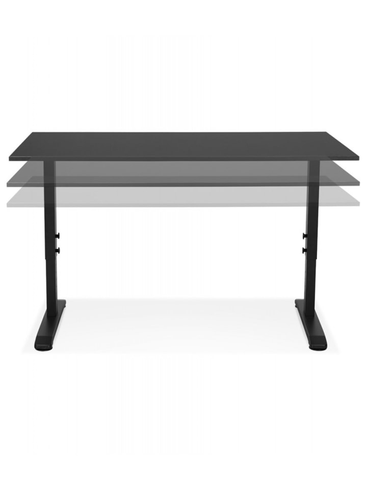 KADIMA DESIGN Höhenverstellbarer Schreibtisch aus Holz Metall | Modern Elegant in Schwarz günstig kaufen