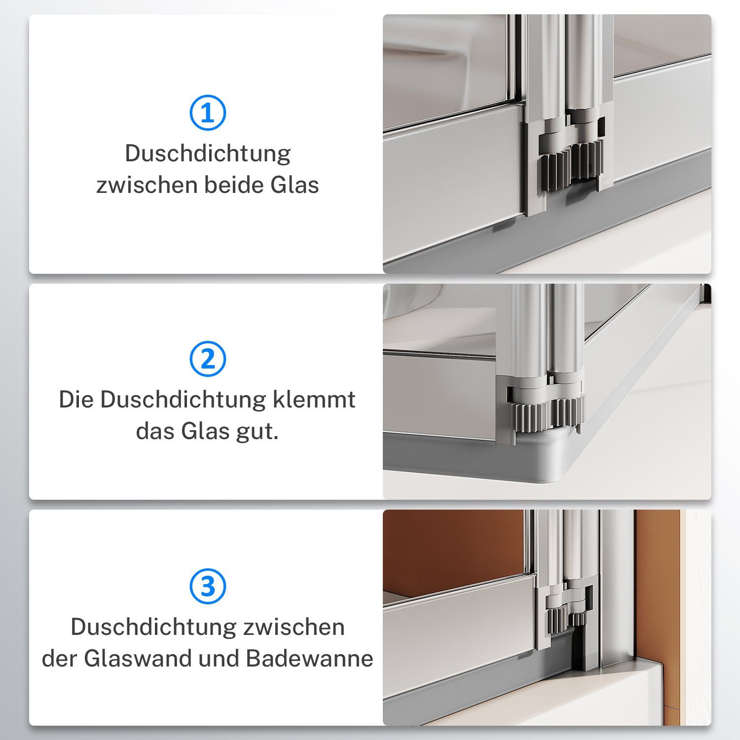 SONNI Badewannenaufsatz Badewannenaufsatz Faltbar, 3 teilige Faltwand,130x140 cm, Nano Glas, Einscheibensicherheitsglas mit Nano Beschichtung, 130x140 cm, für Badezimmer, faltbar, Badewannenfaltwand, Duschabtrennung