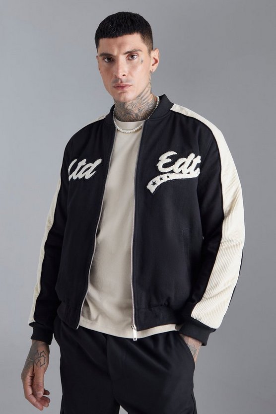 Cord & Twill Jacke mit Aufnähern