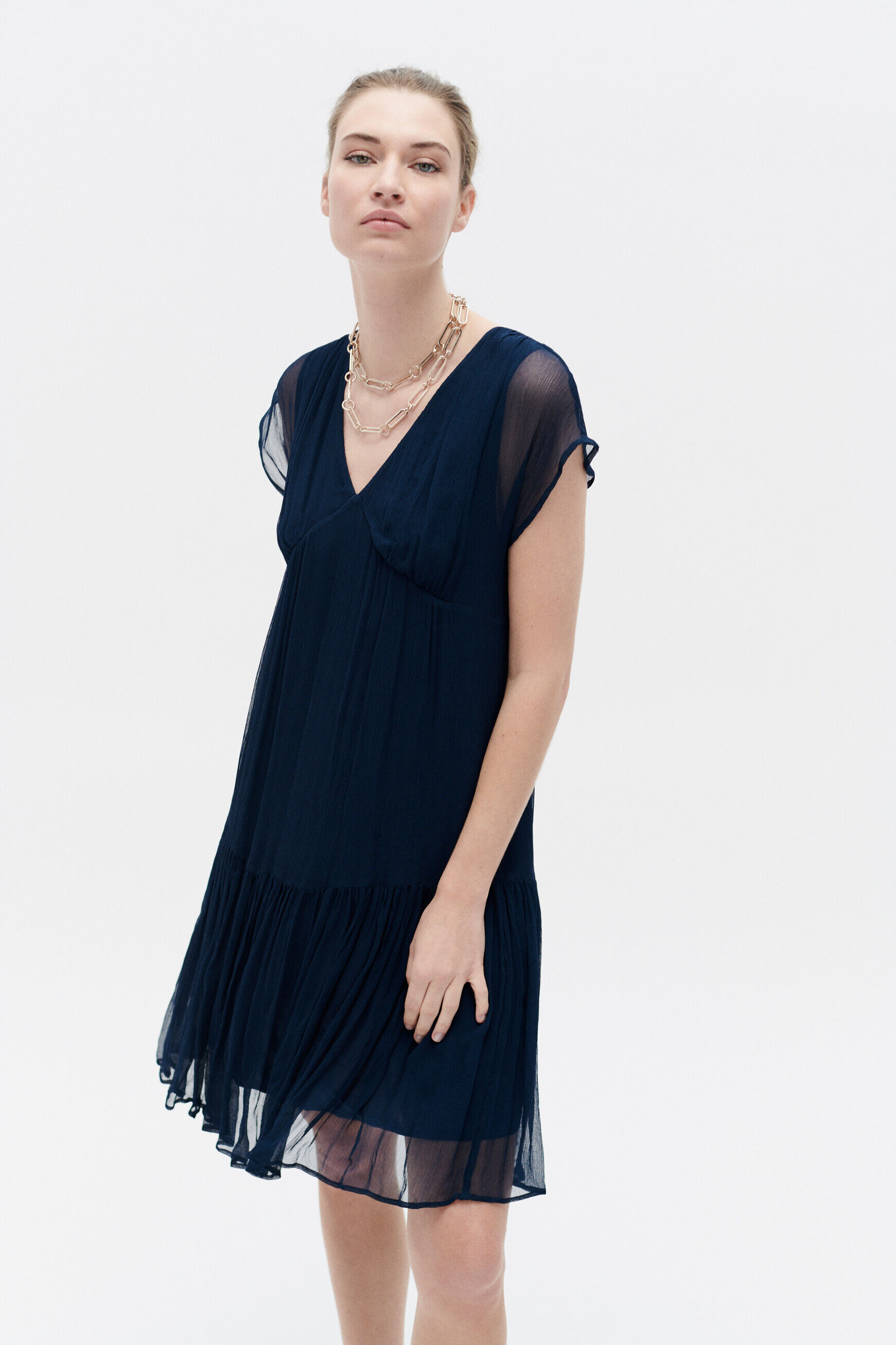 Robe reliane bleu marine femme