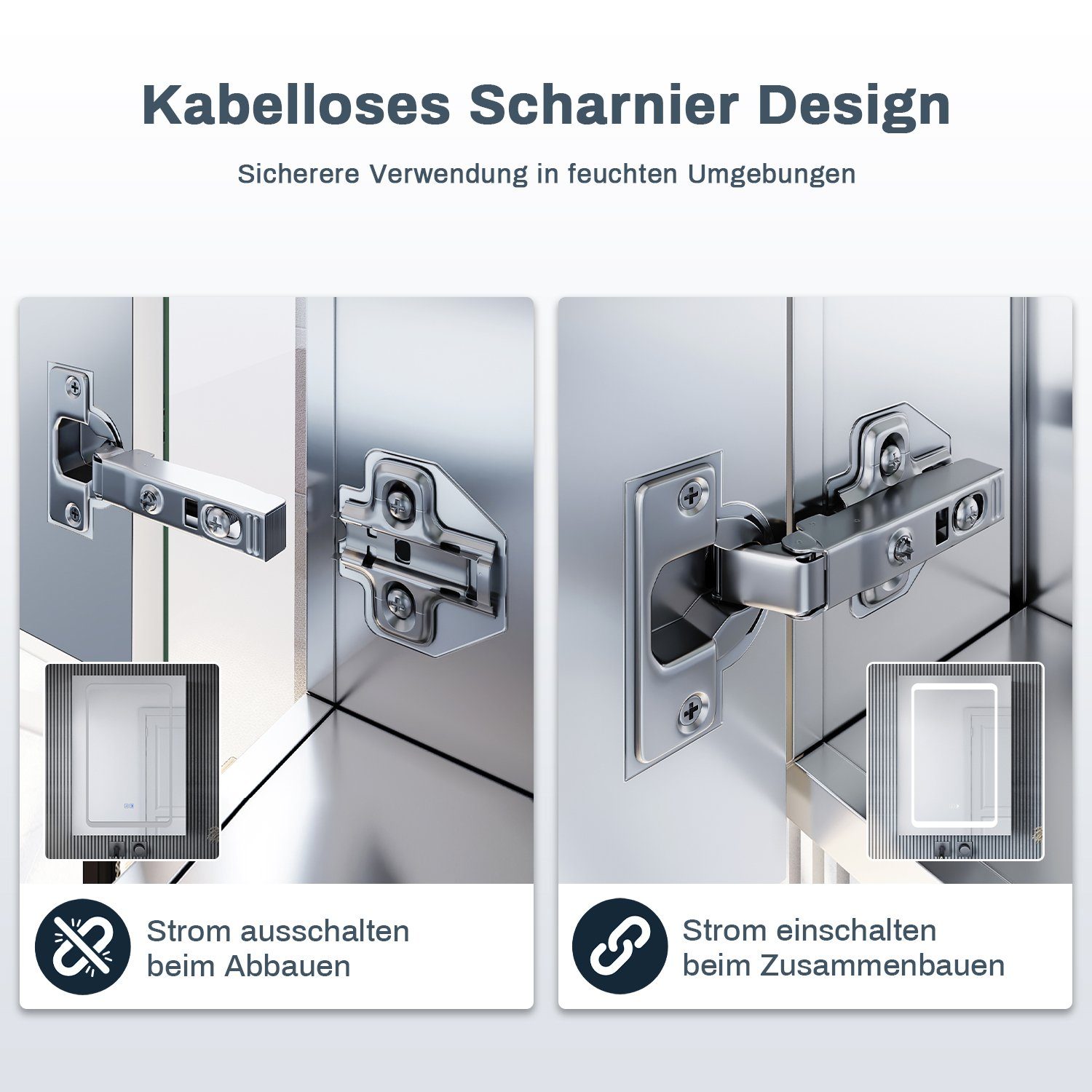 SONNI Spiegelschrank Bad Badezimmer Spiegelschrank mit LED Beleuchtung Aluminum