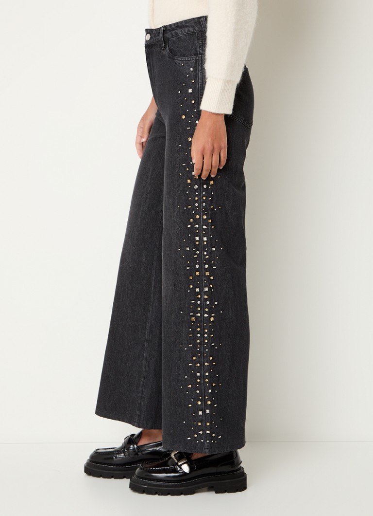 Sandro  High waist loose fit cropped jeans met strass