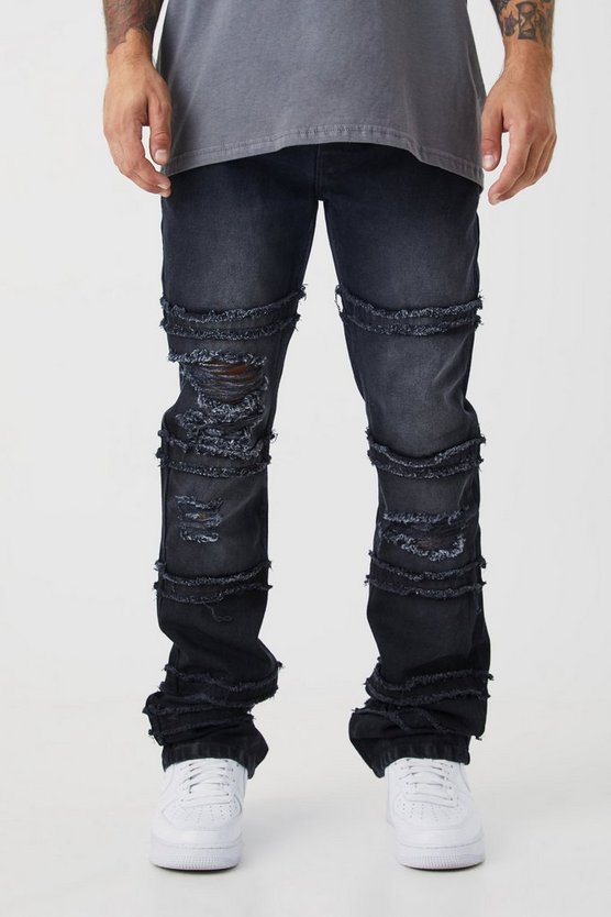 Ausgefranse zerrissene Slim-Fit Schlagjeans