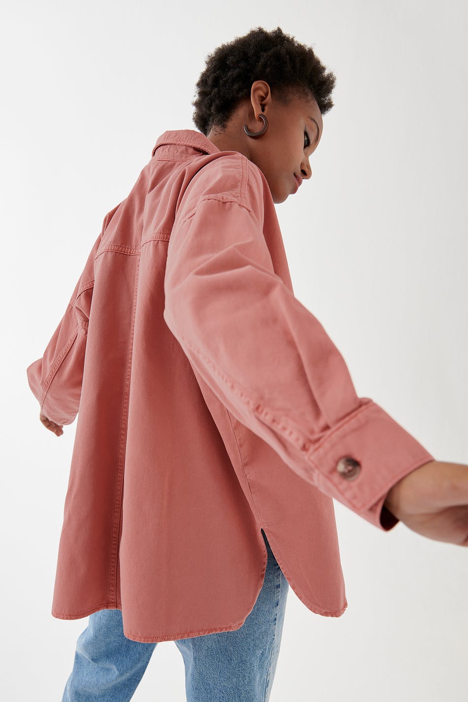 Oversized denim shirt