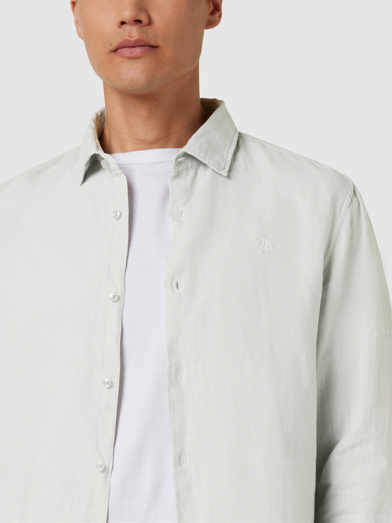 Freizeithemd mit Label-Stitching in hellgrau