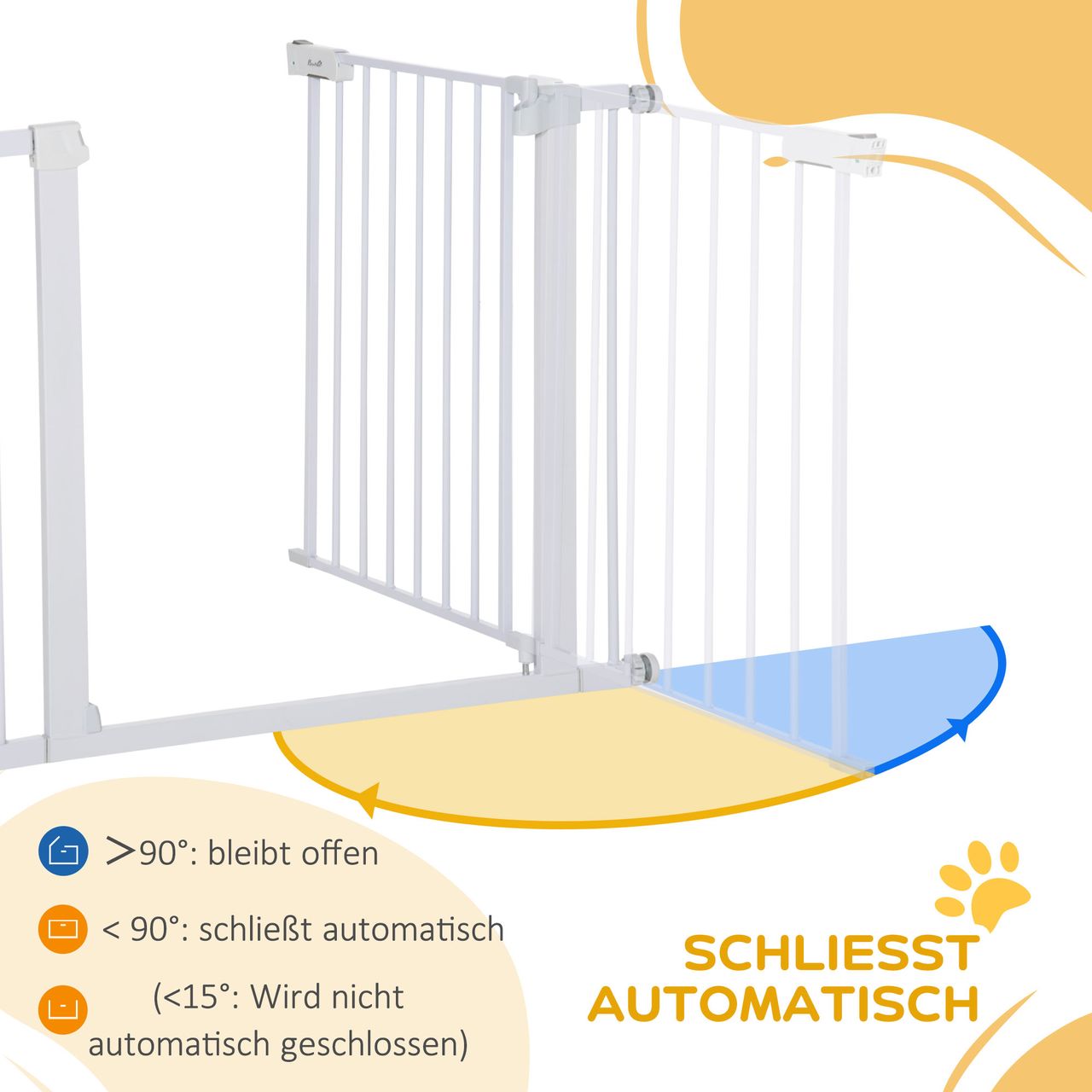 PawHut Türschutzgitter, Treppengitter, 75-96 cm Hundegitter ohne Bohren, Stahl