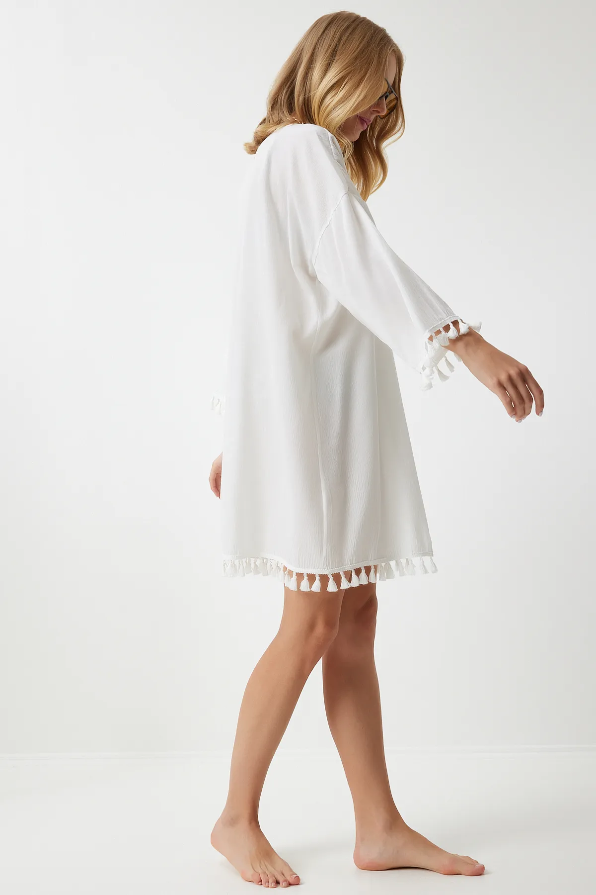 Happiness İstanbul  Kimono & Kaftan - Weiß - Regular Fit