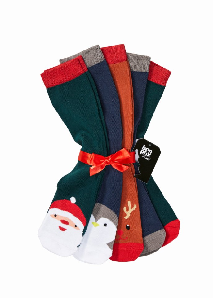 Socken (5er Pack) mit Geschenkkarte und Satinschleife mit Bio-Baumwolle