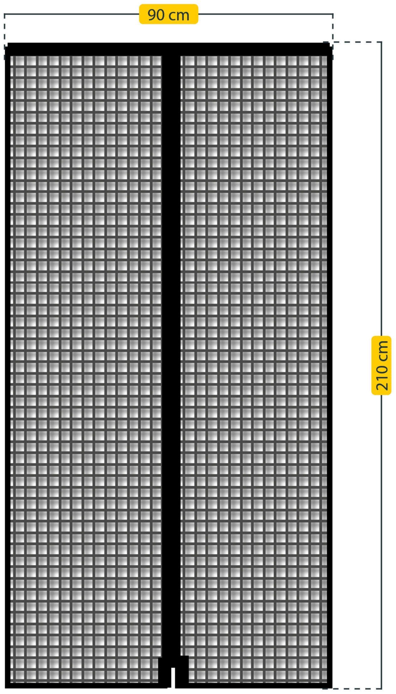 SCHELLENBERG Insektenschutz-Vorhang Magnetvorhang für Balkontür, Insektenschutz mit Magneten für Türen, 90 x 210 cm, anthrazit, 50642