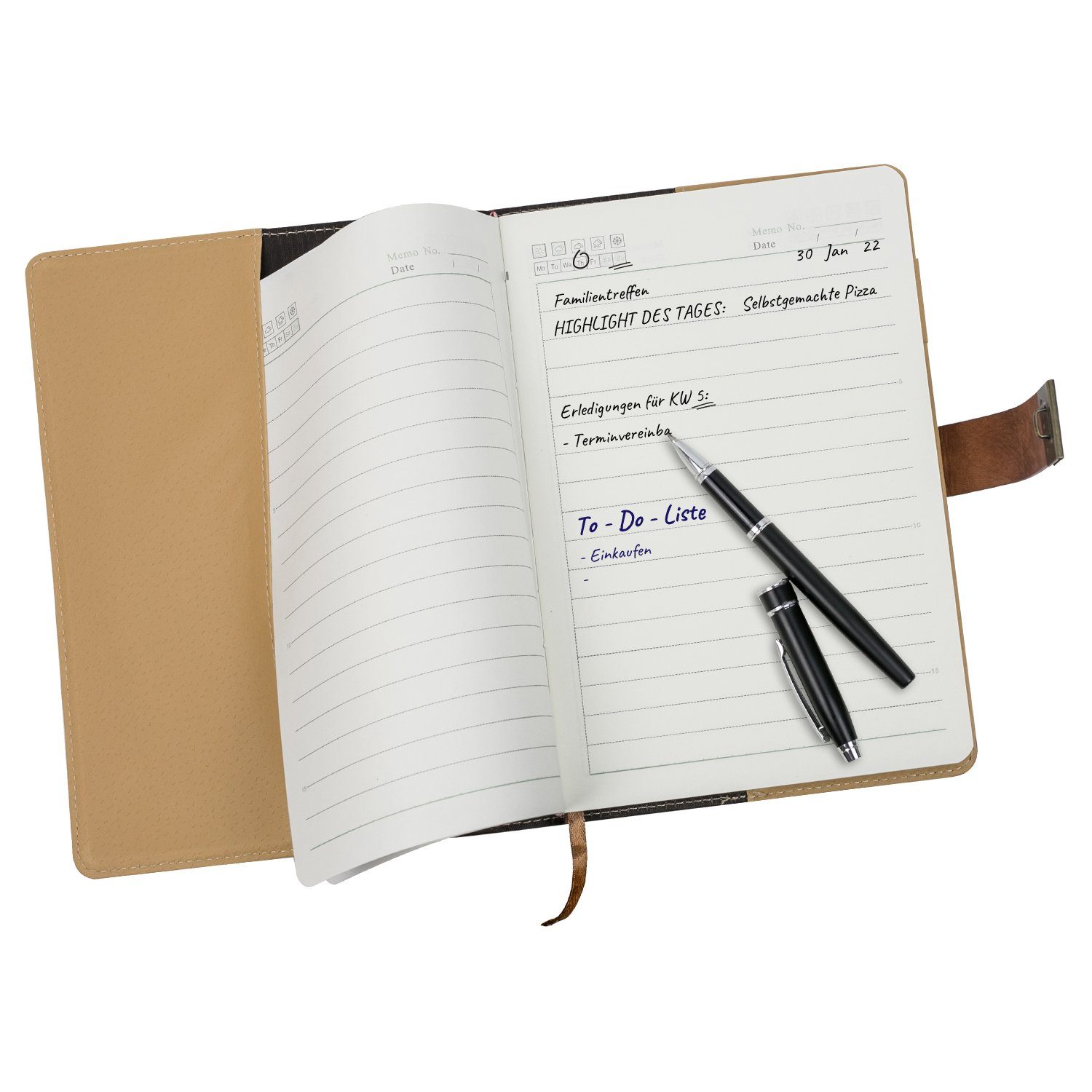 HMF Notizbuch TB1-RUD-A5-19, Tagebuch mit Code Schloss, liniert, Vintage, Kunstleder, A5, Braun