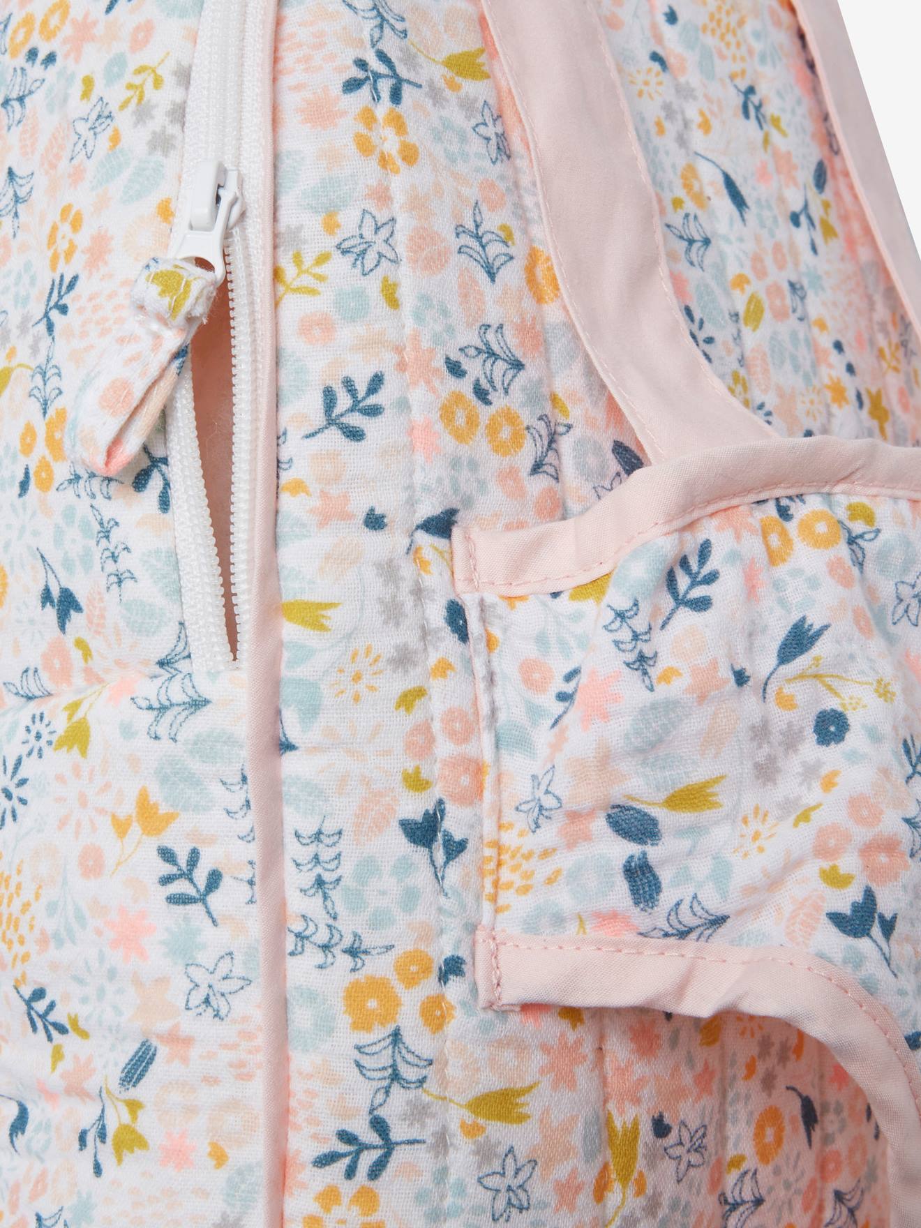 Sac à dos porteur poupon en gaze de coton rose