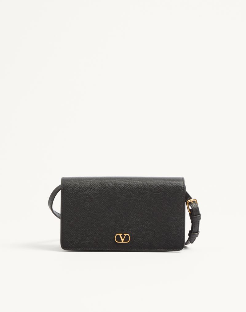 Mini Bolsa de Ombro VLogo Signature em Pele de Bezerro Granulada