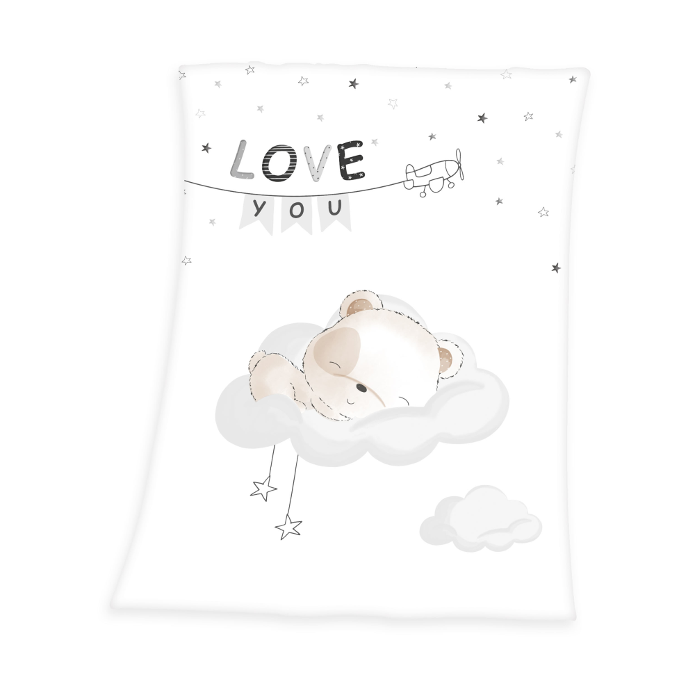 Decke Love you weiß/taupe/grau