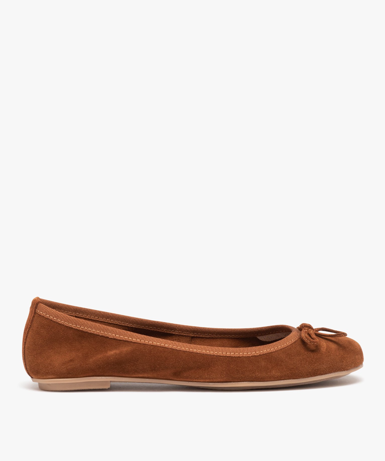 Ballerines plate dessus en cuir femme - Tanéo marron | GEMO
