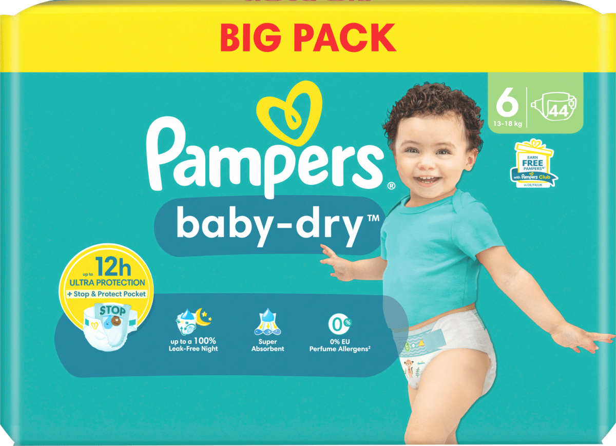 Windeln Baby Dry Gr.6 Extra Large (13-18kg), Big Pack, 44 St