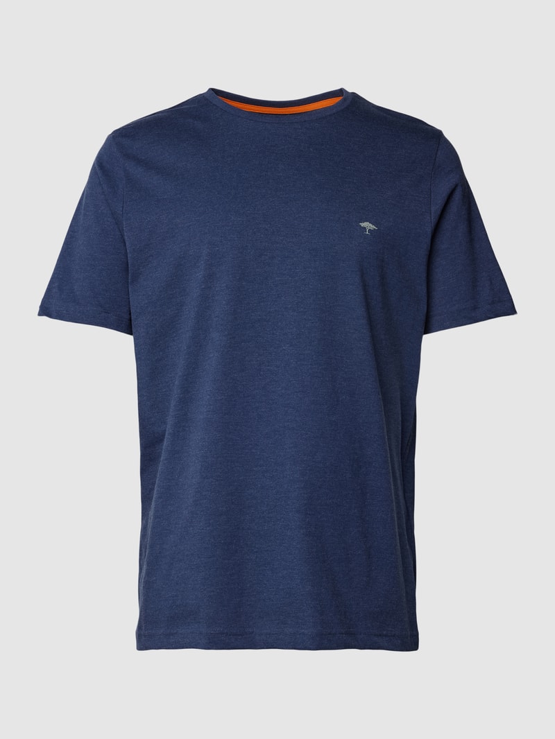 T-Shirt mit Rundhalsausschnitt in marineblau meliert