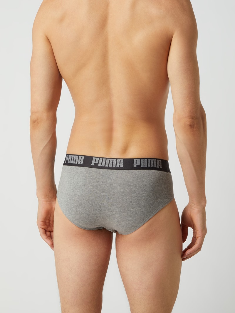 Slip mit Stretch-Anteil im 2er-Pack in dunkelgrau meliert