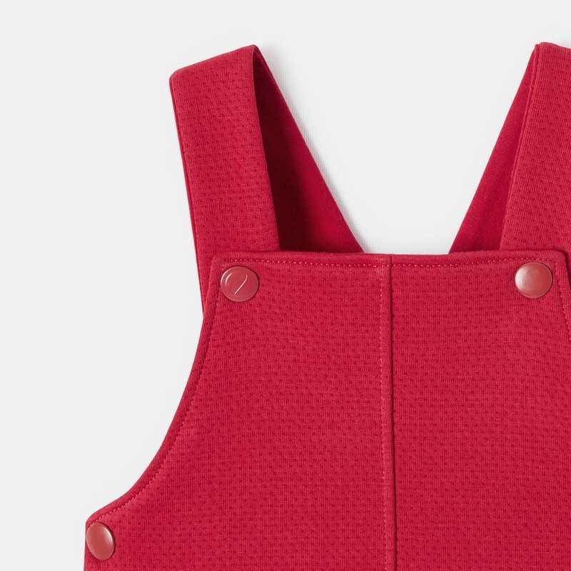 Robe unie en molleton à effet piqué rouge bébé fille Absorba