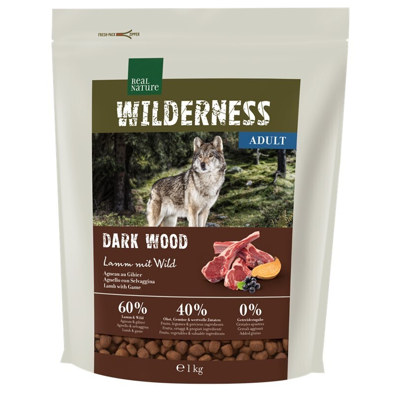 REAL NATURE Hundetrockenfutter REAL NATURE WILDERNESS Dark Wood Lamm mit Wild 1 kg