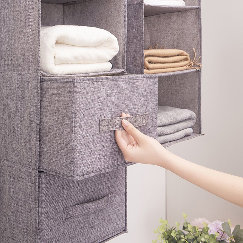 Wunderwelt Aufbewahrungstasche Hängeorganizer,Hängeaufbewahrung (mit 3/4/5 Taschen, 1-tlg., Hängeregal Kleiderschrank-Organizer), für Kinderzimmer, Schlafzimmer, Büro, Grau