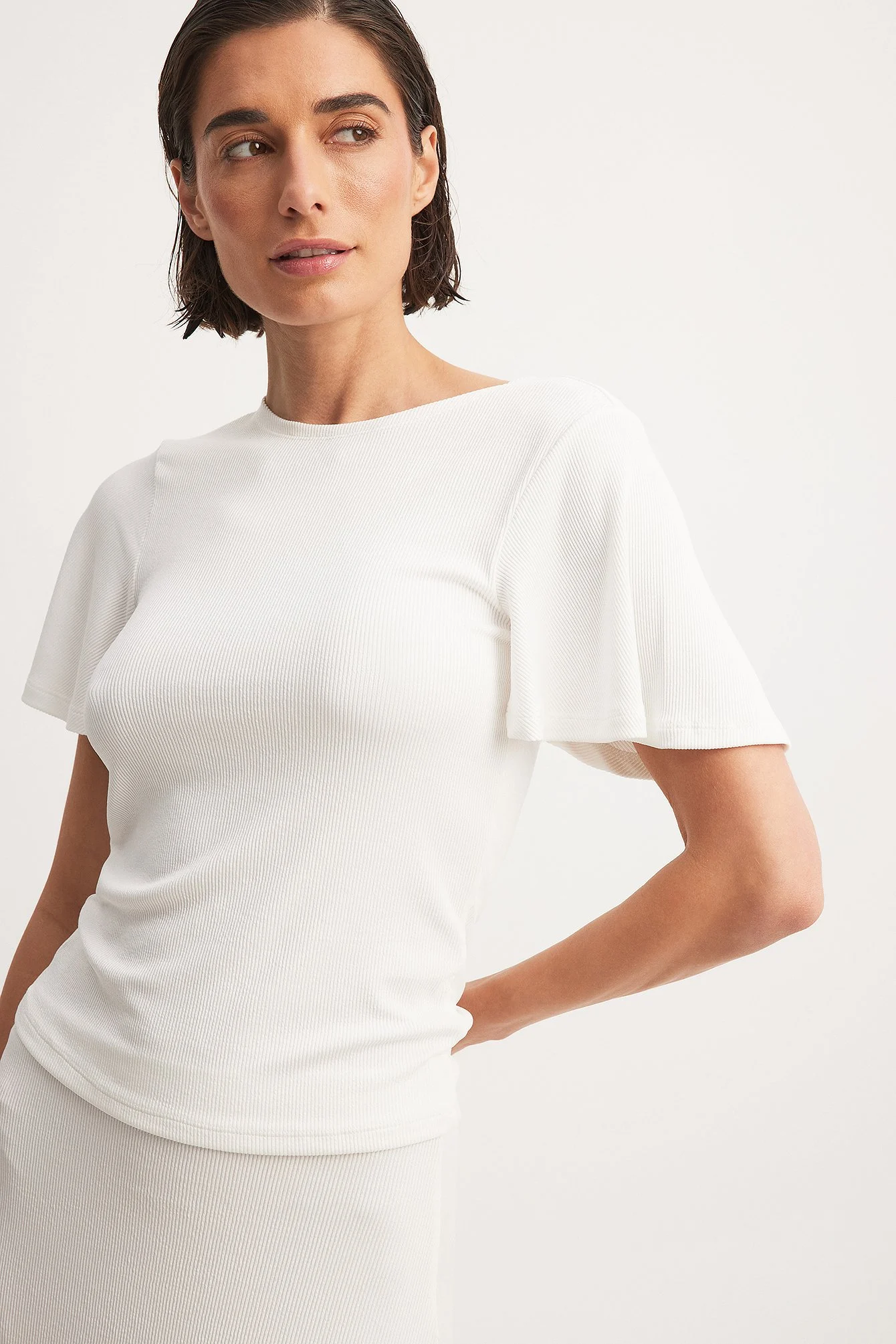 Soft Rib Butterfly Sleeve Top