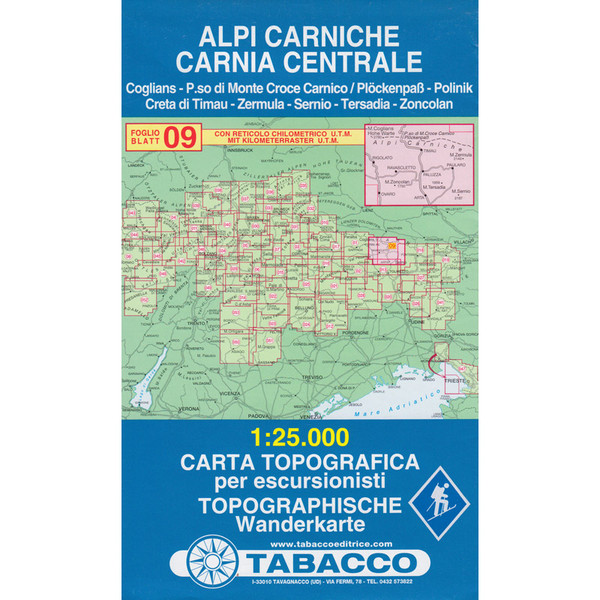 TABACCO 09 ALPI CARNICHE CARNIA CENT. - Wanderkarte
