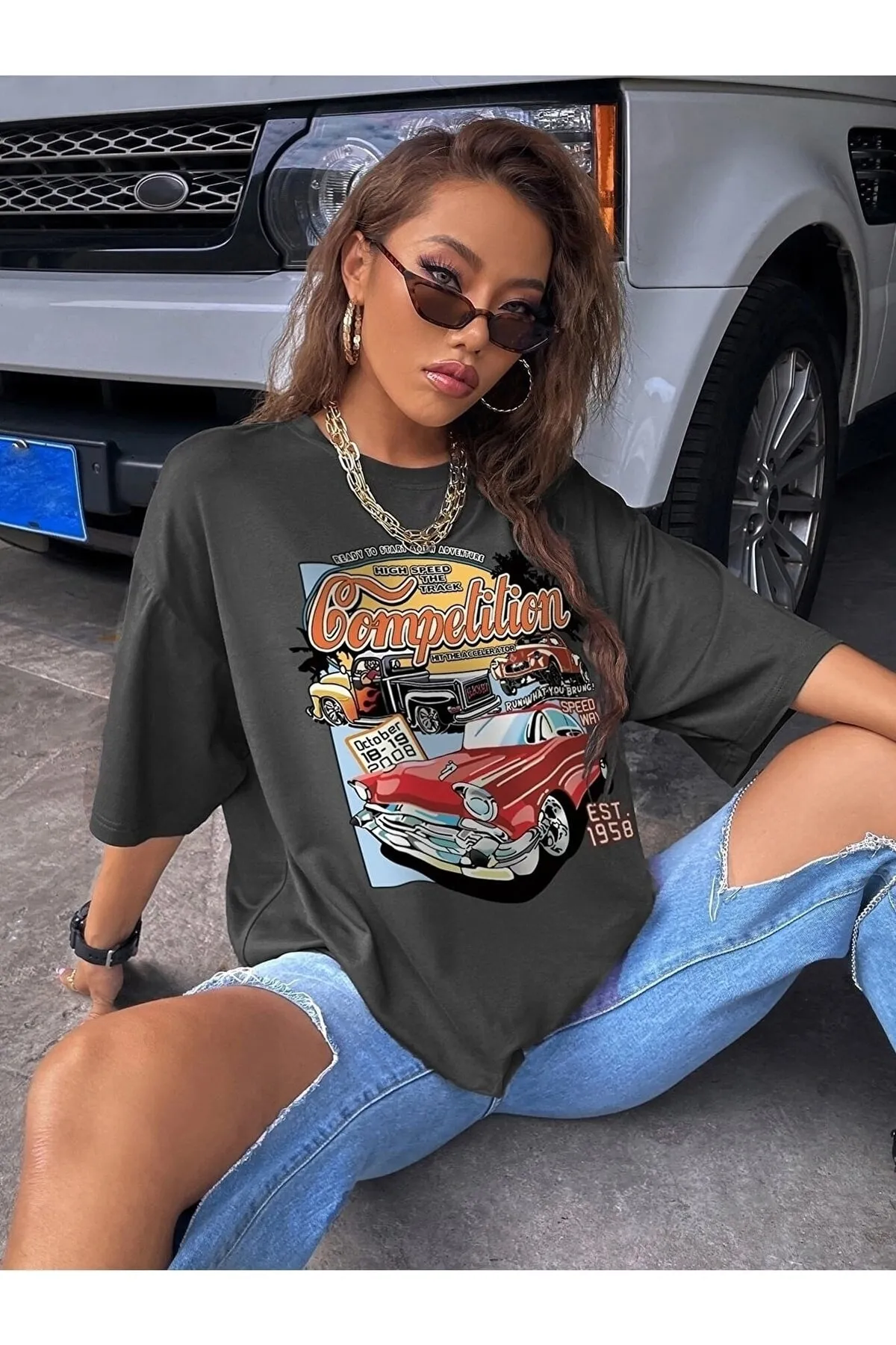 Know  Damen-T-Shirt „Smoke Compeltition“ in Übergröße mit Aufdruck