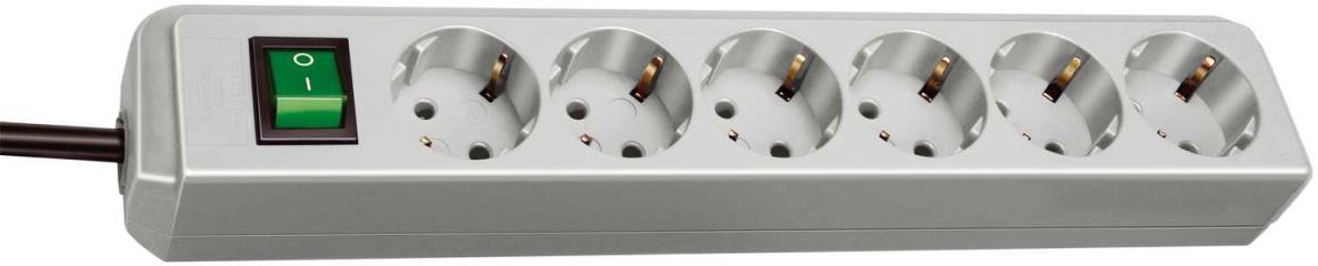 Brennenstuhl 1159550015 Eco-Line su jungikliu 6 padėčių šviesiai pilkas 1,5 m H05VV-F 3G1,5