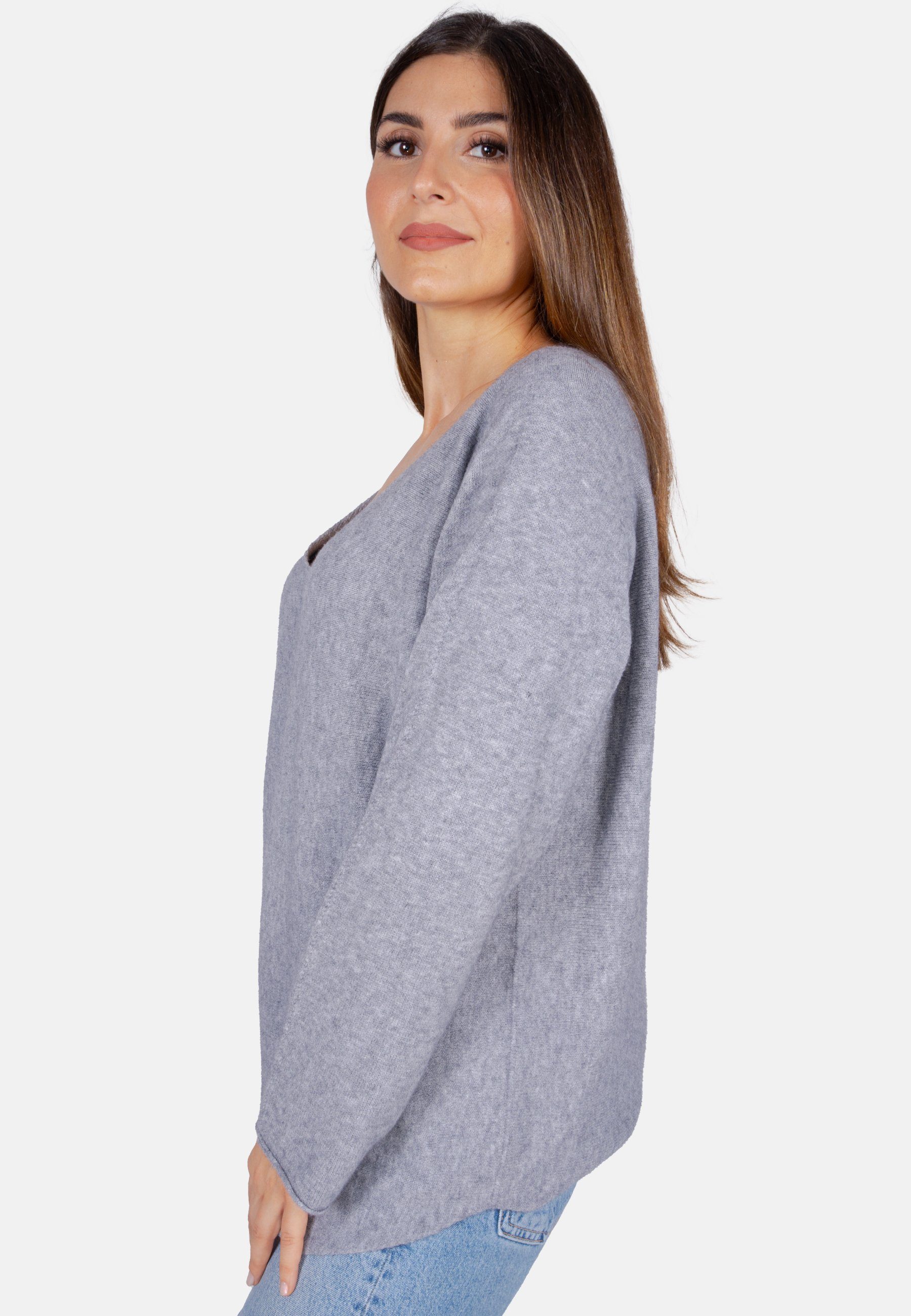 Seasons of April V-Ausschnitt-Pullover Lara Locker geschnittener Pulli mit V-Ausschnitt und in Uni Farben