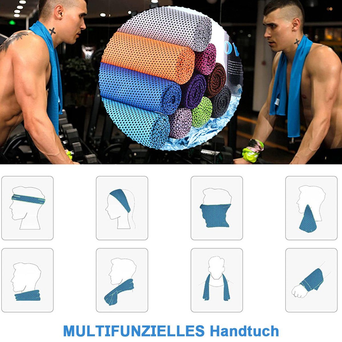 FeelGlad Sporthandtuch Kühlendes Handtuch, Mikrofaser, kühlendes Stirnband, Bandana