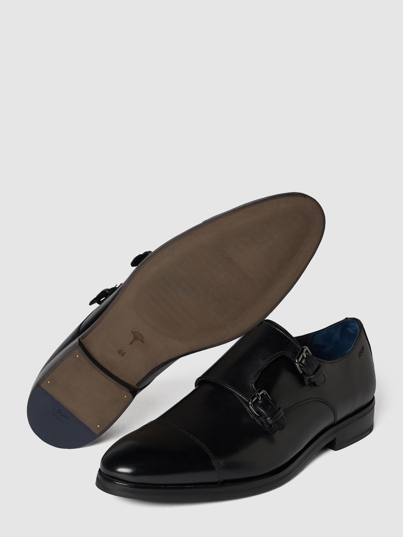 Double Monk Straps aus Leder Modell 'Kleitos' in schwarz