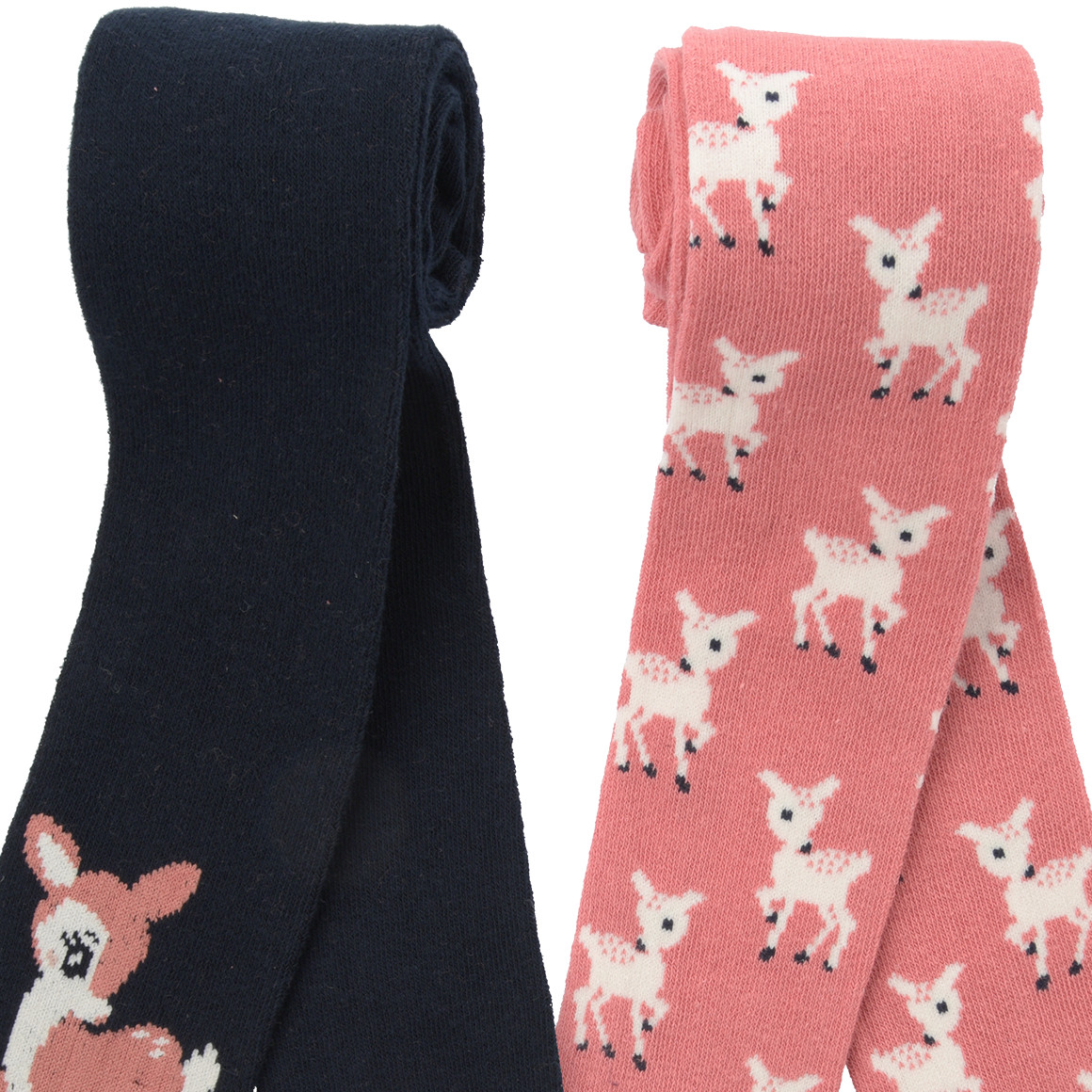 2 Mädchen Strumpfhosen mit Reh-Motiven