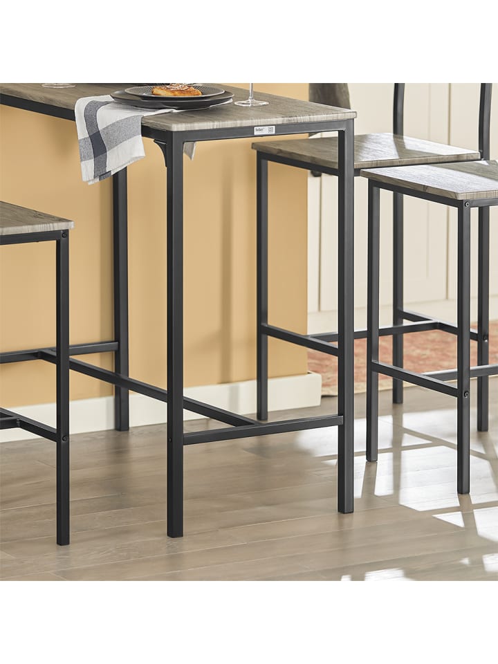 SoBuy Bartisch in Natur und Schwarz - Tisch(B)100 x (H)87 x (T)45cm/Hocker(B)39 x (H)95 x (T)41cm günstig kaufen onesize