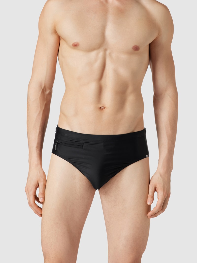 Badehose mit verschließbarer Tasche in schwarz