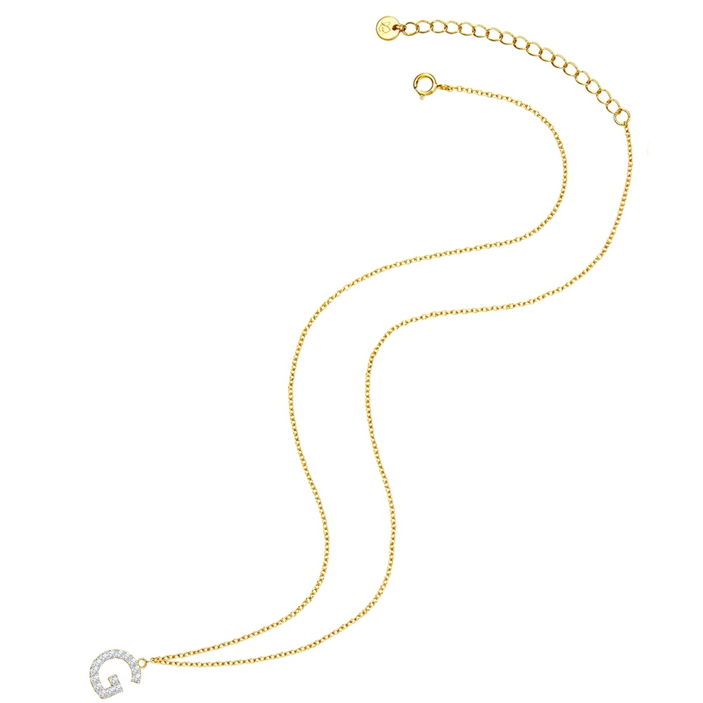 Glanzstücke München Collier en argent Lettre G Argent sterling Oxyde de zirconium (CZ) en Or jaune collier