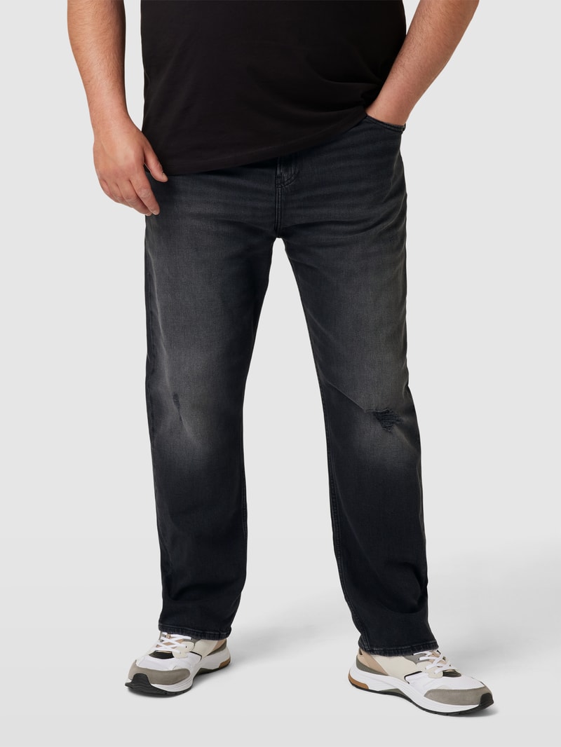 PLUS SIZE Regular Fit Jeans im Used-Look in schwarz