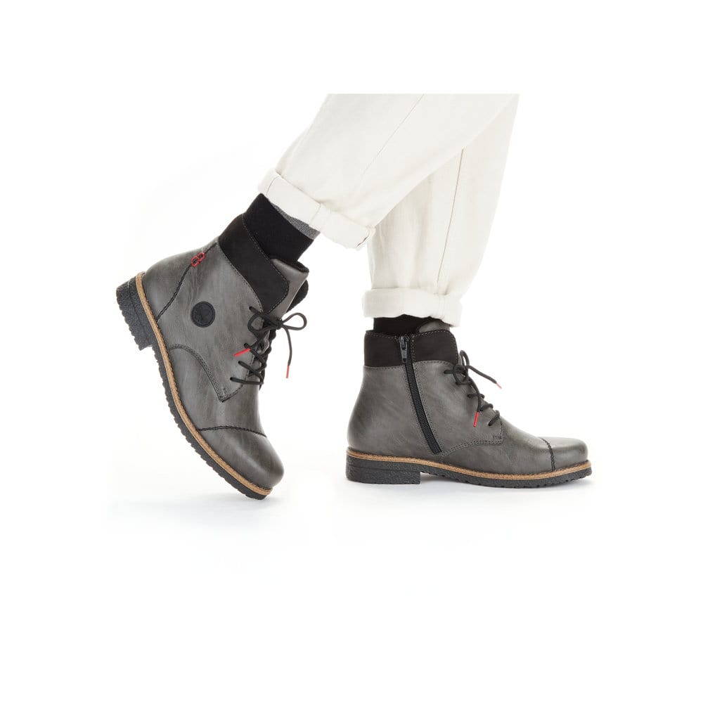 Rieker Damen Schnürstiefel platingrau