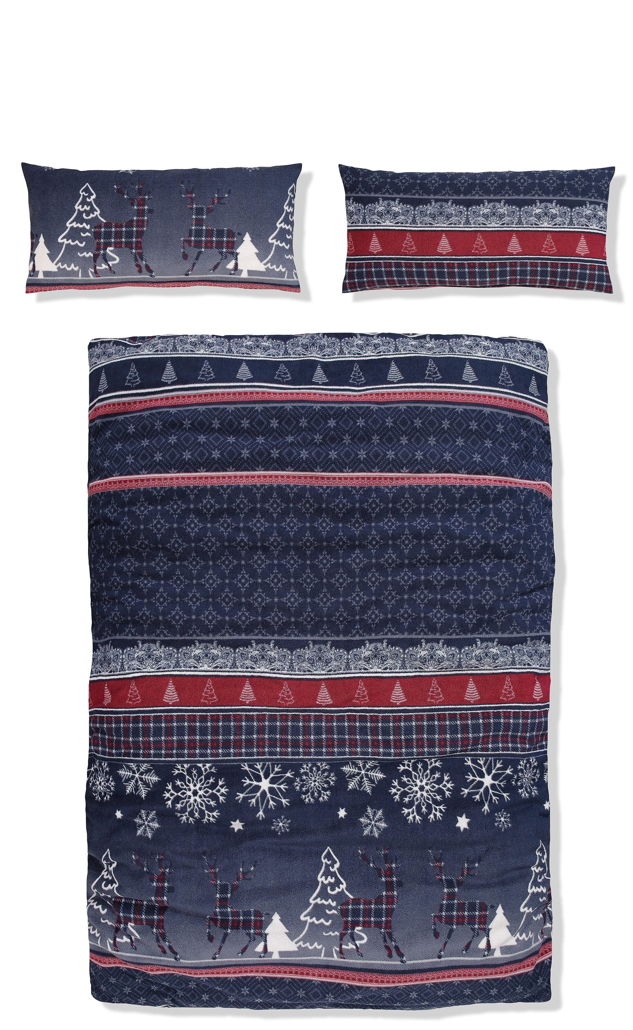 Bettwäsche Chrissy in Gr. 135x200 oder 155x220 cm, ideal für Weihnachten, my home, Microfaser-Fleece, 2 teilig, Fleece kuschelig warm im Winter, Weihnachtsbettwäsche, Winter
