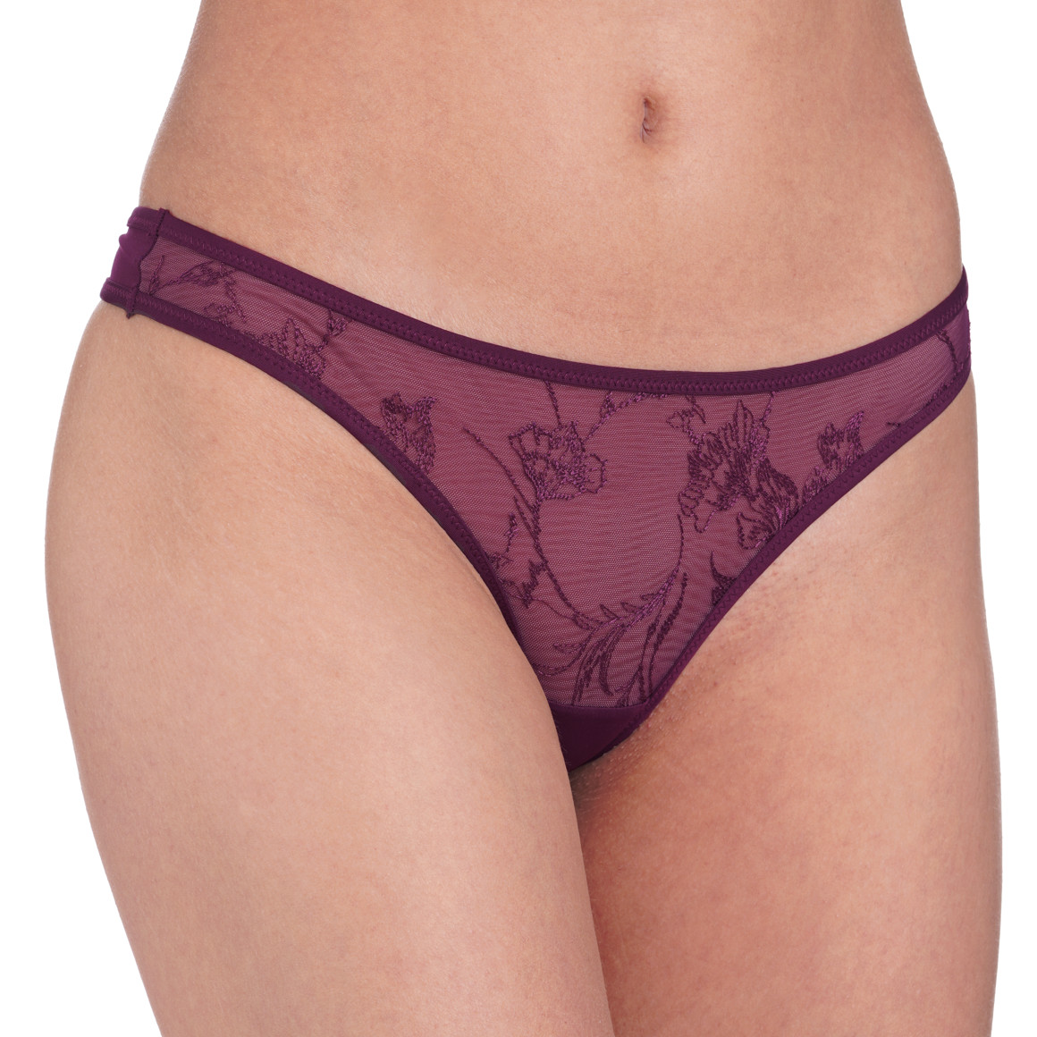 Damen String mit floraler Stickerei