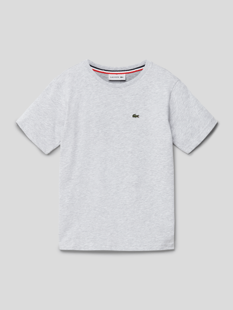 T-Shirt mit Label-Stitching in mittelgrau meliert
