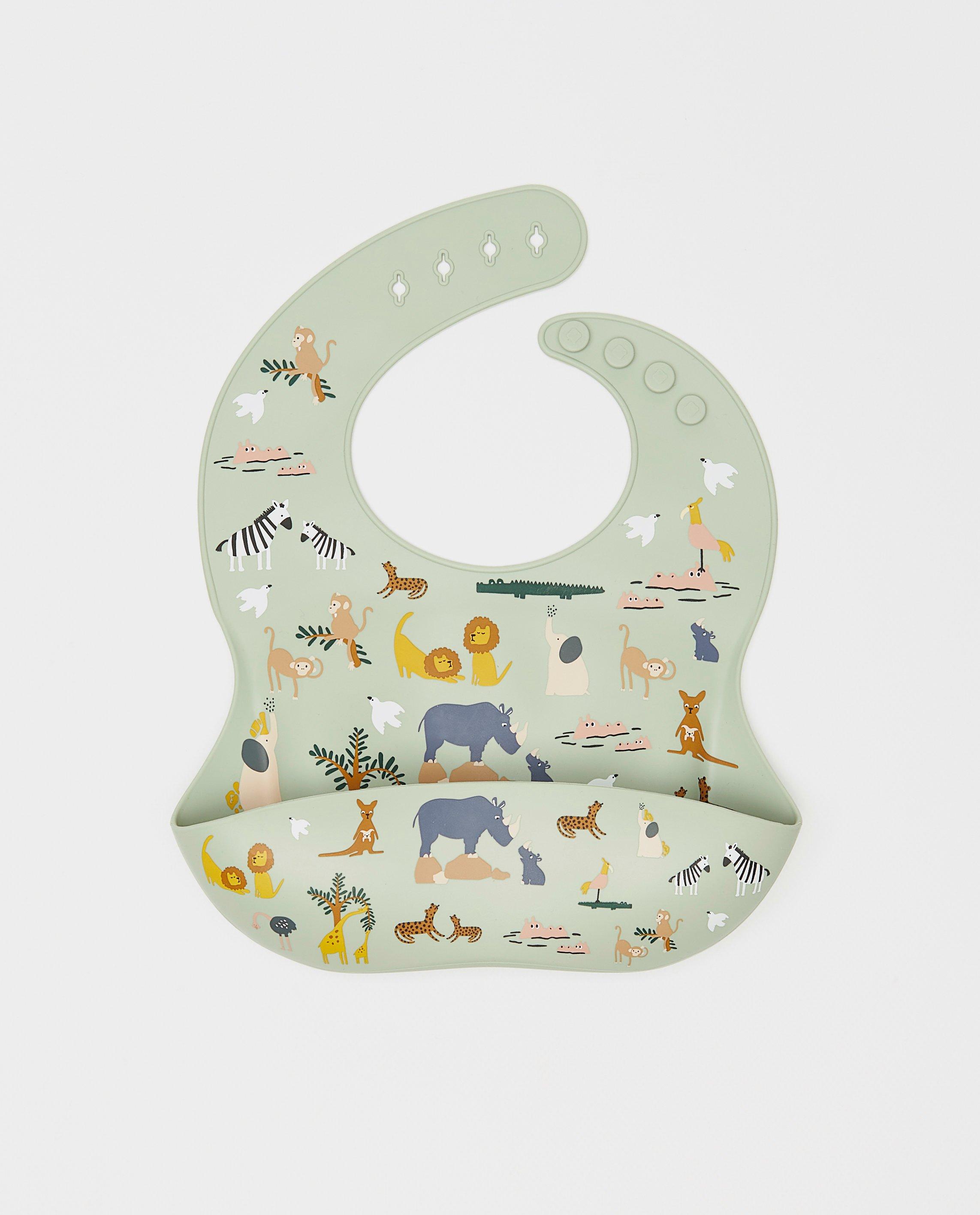 Bavetă Chewies&more din silicon cu imprimeu animal print kaki