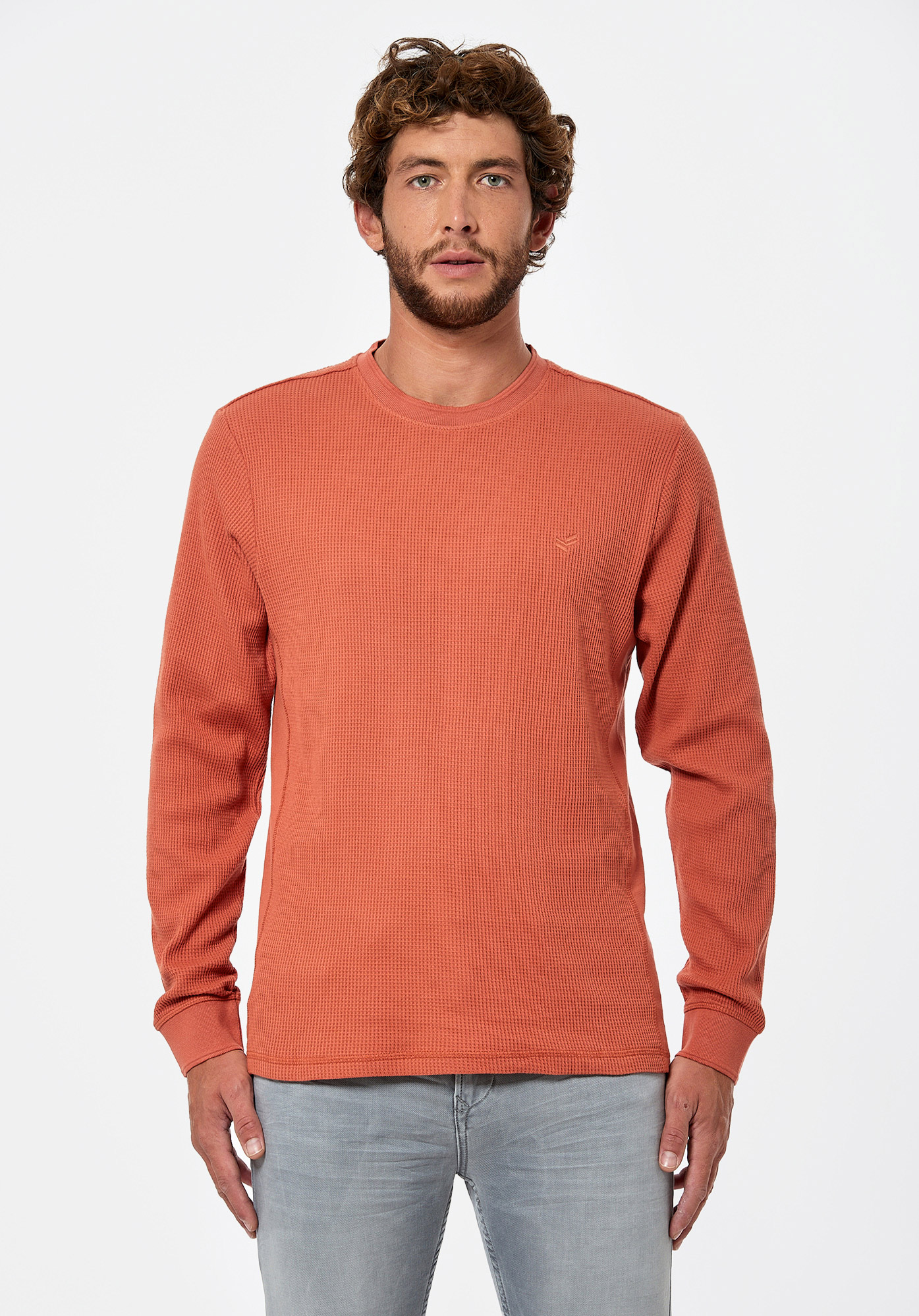 SAFLE  Pull orange Homme en 100% coton