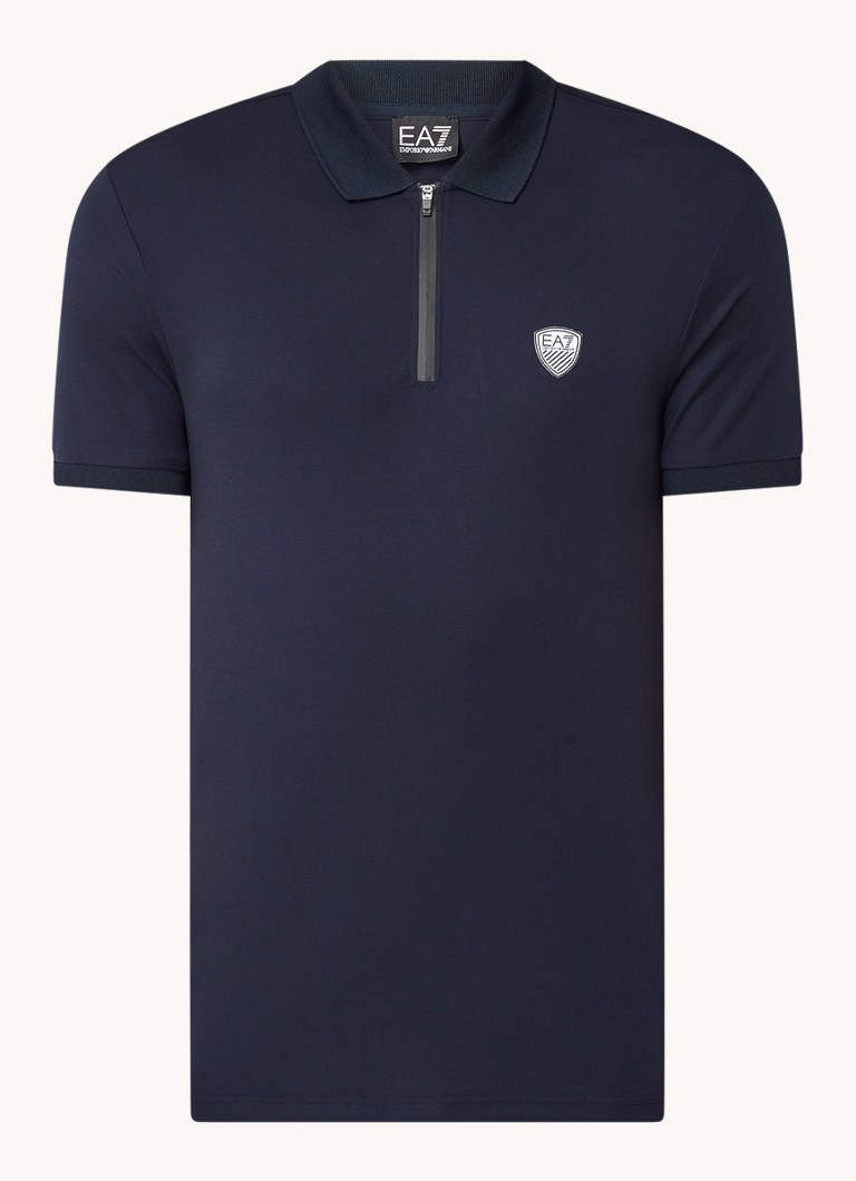 Polo Emporio Armani de corte regular com logotipo e meio zíper.