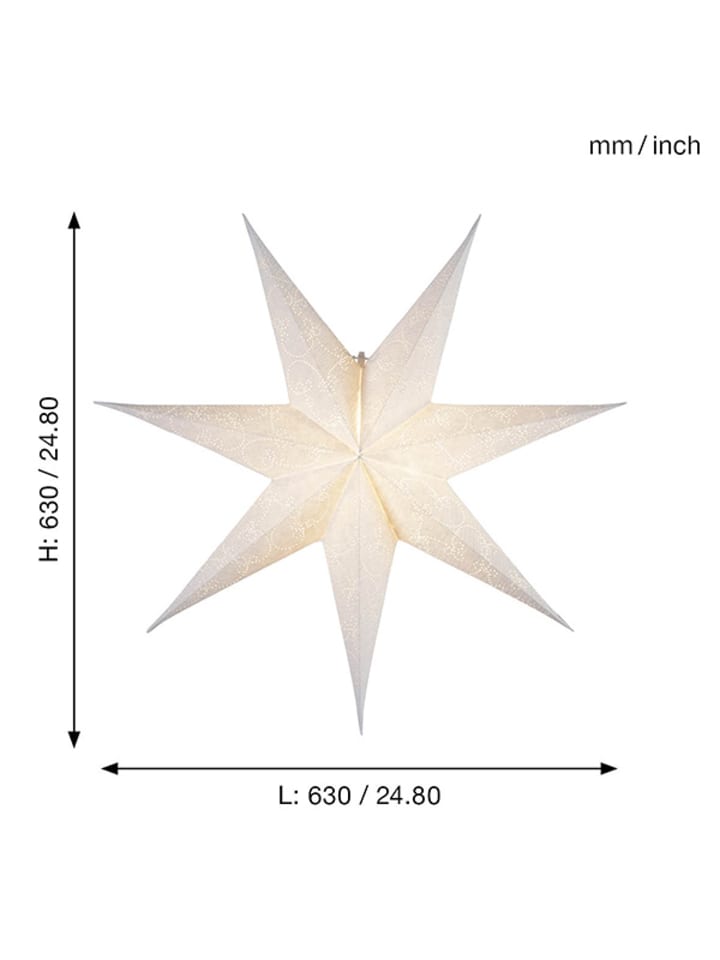 STAR Trading Papierstern 'Decorus', handgeschöpftes Papier, weiß, Ø 63cm günstig kaufen onesize