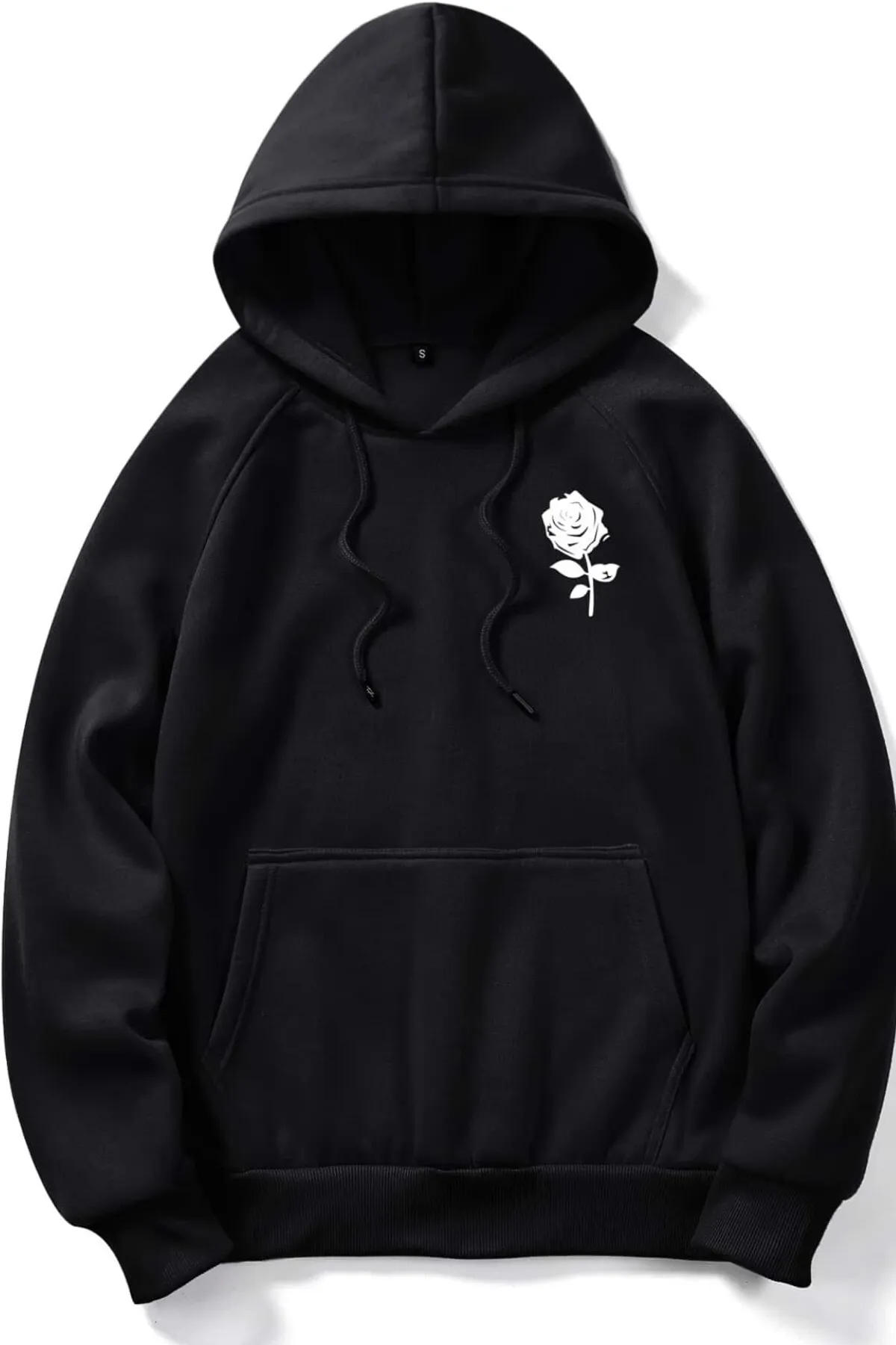 MODAGEN  Unisex-Sweatshirt in Schwarz mit Rosendetails auf der linken Brust