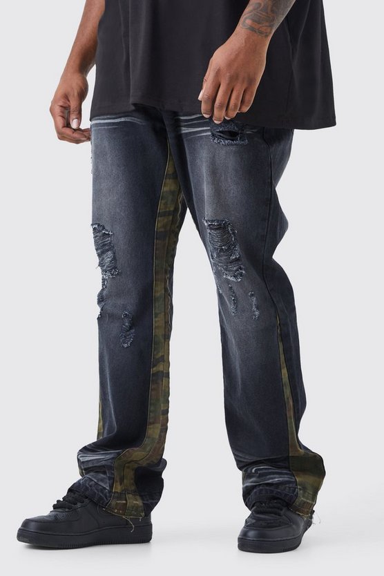 Plus Slim-Fit Schlagjeans mit Kontrast-Detail