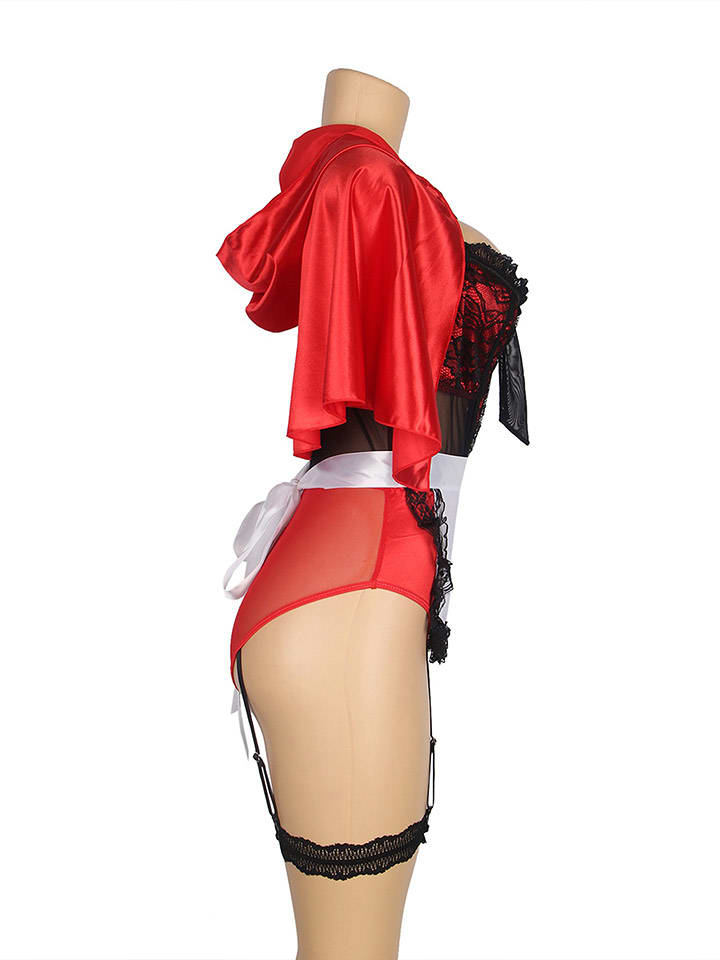 INTIMAX 4tlg. Kostüm in Schwarz/ Rot günstig kaufen
