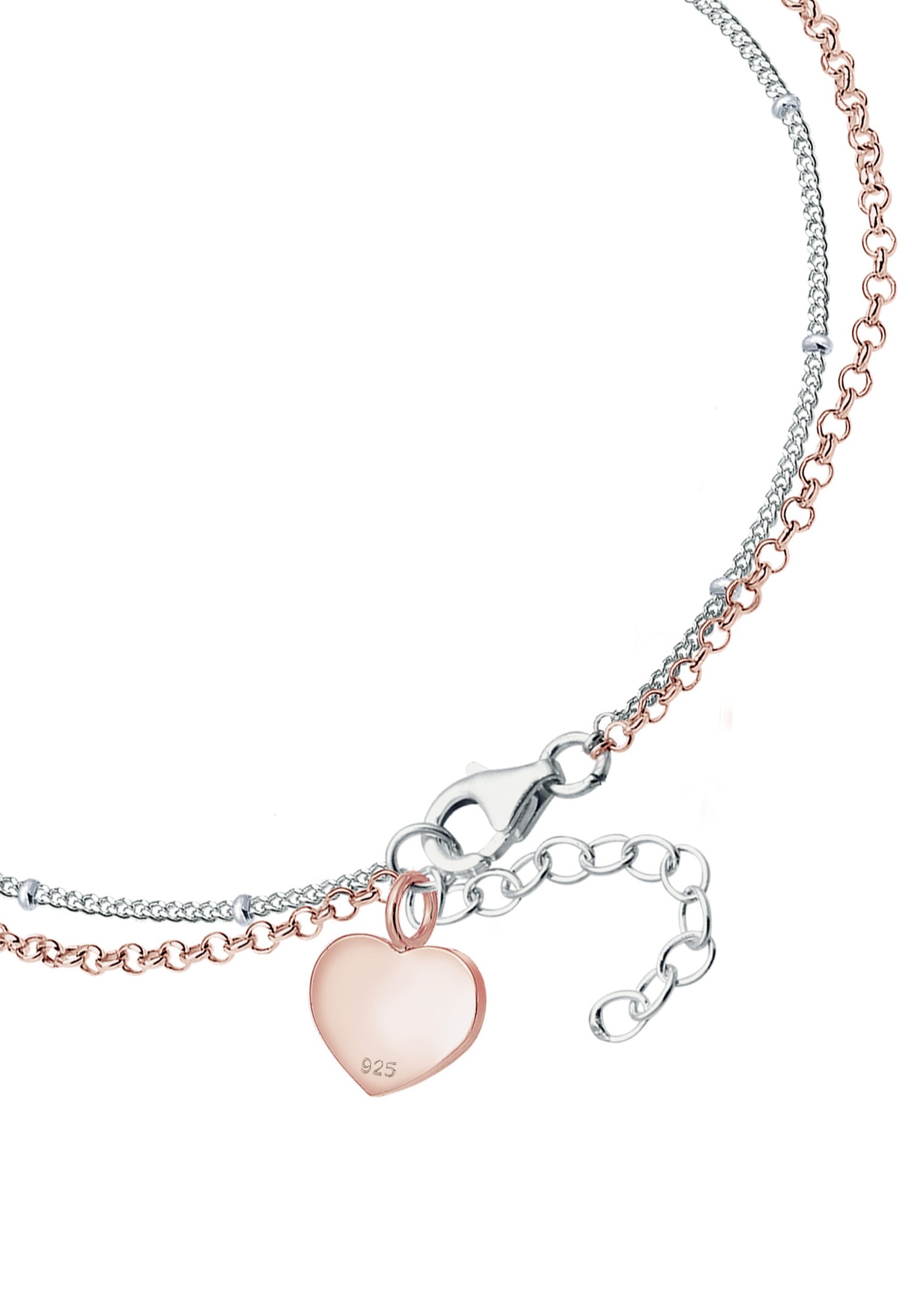 Elli Damen-Armband mit zweifarbigem, mehrlagigem Herzmuster aus 925er Sterlingsilber mit Roségoldplattierung