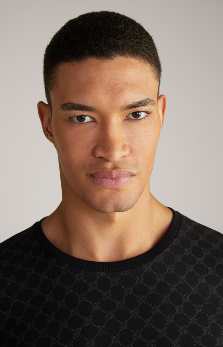 Loungewear Longsleeve in Schwarz gemustert
