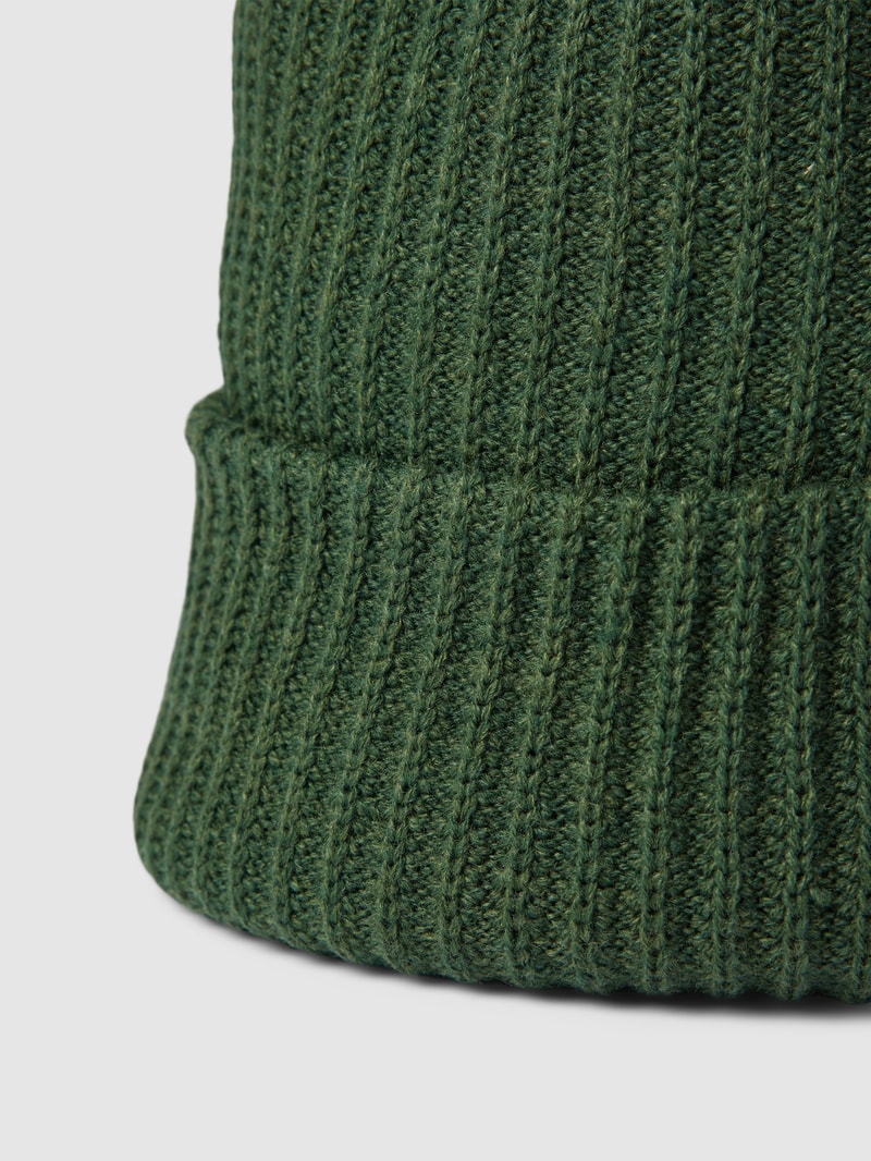 Beanie mit breitem Umschlag in dunkelgrün